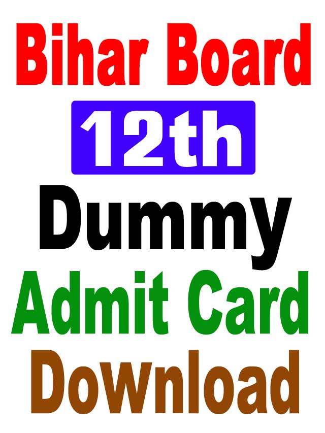 Bihar Board 12th Dummy Admit Card Download 2023