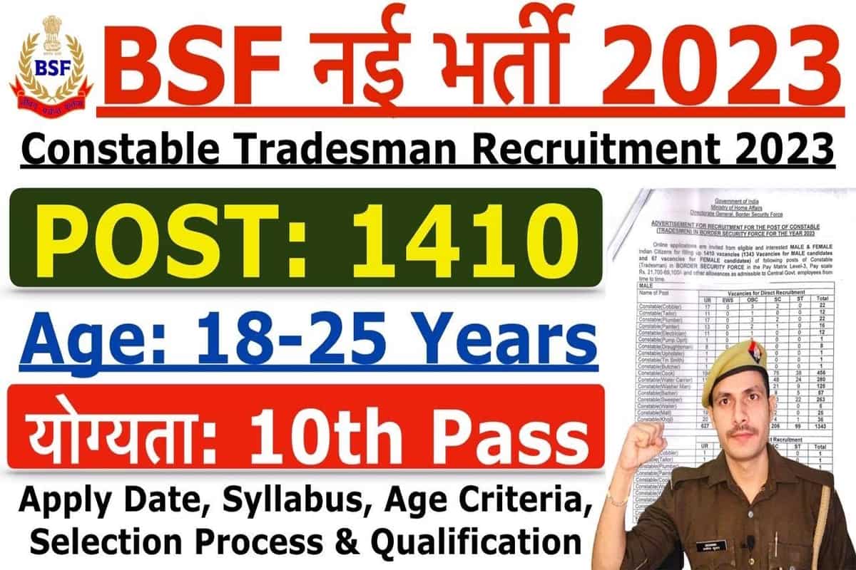 BSF Constable Tradesman Recruitment 2023