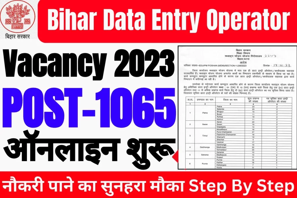 Bihar data entry operator vacancy 2023