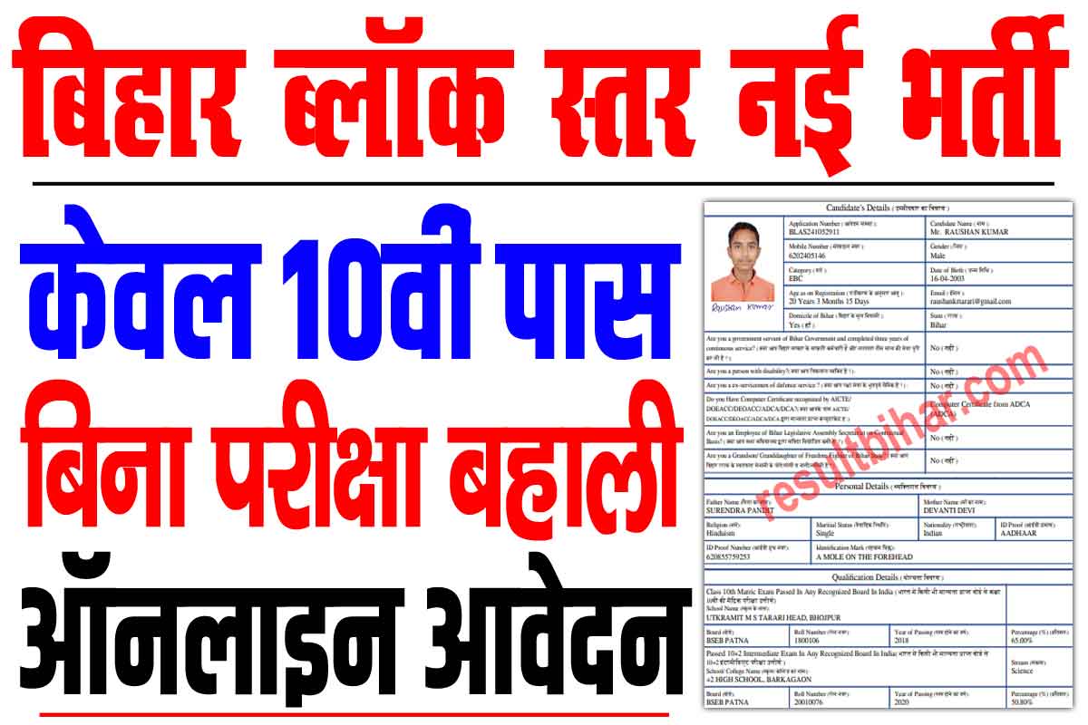 Bihar Block KRP Vacancy 2024