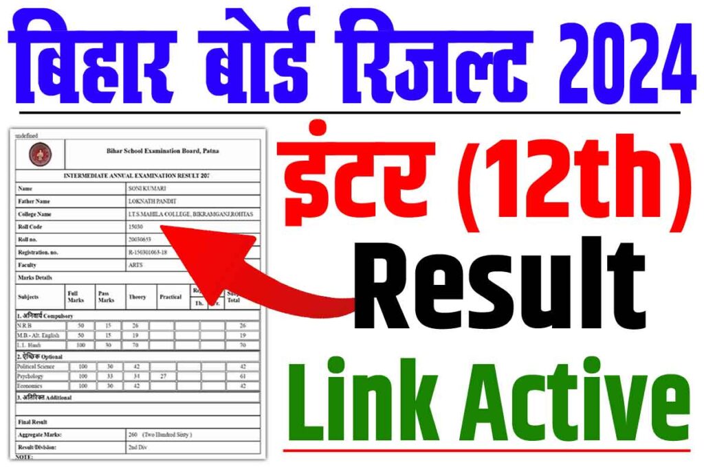 Bihar board 12th result 2024