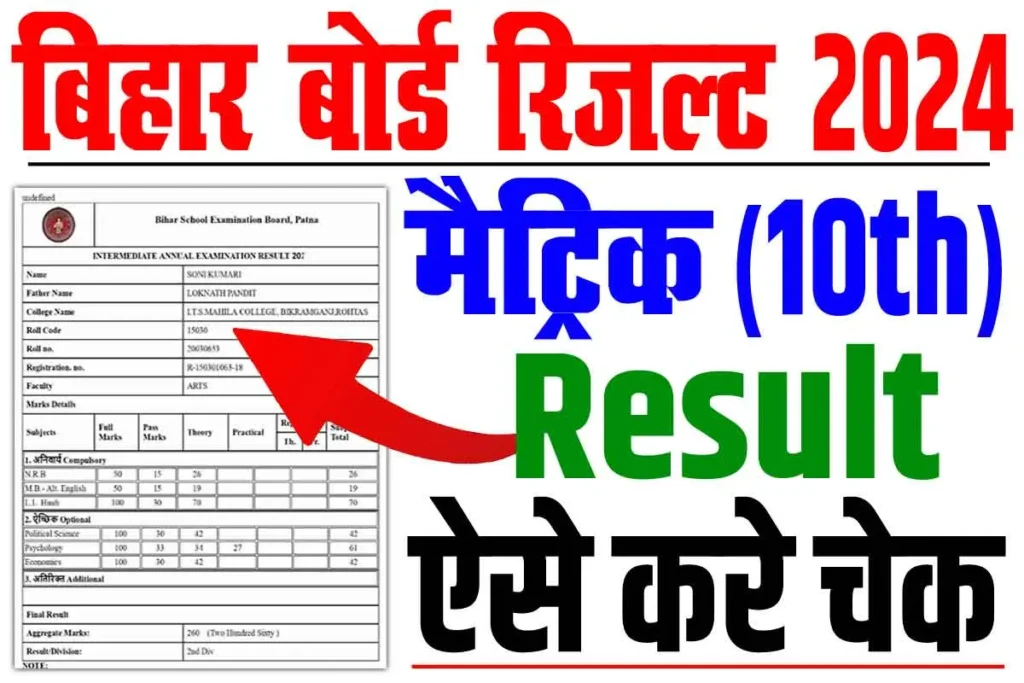 Bihar board matric result 2024