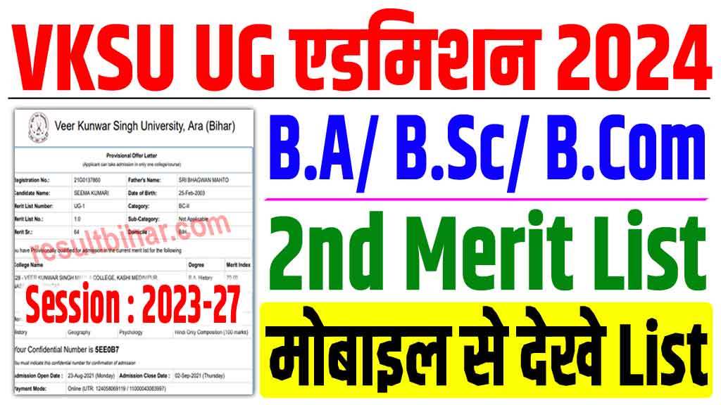 VKSU UG 2nd Merit List 2024-28